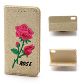 iPhone XR 6.1 Book Case Rose Embroidery