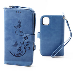 iPhone 11 6.1  Book Case Embossed Butterfly Flower