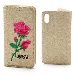 iPhone XR 6.1  Book Case Rose Embroidery