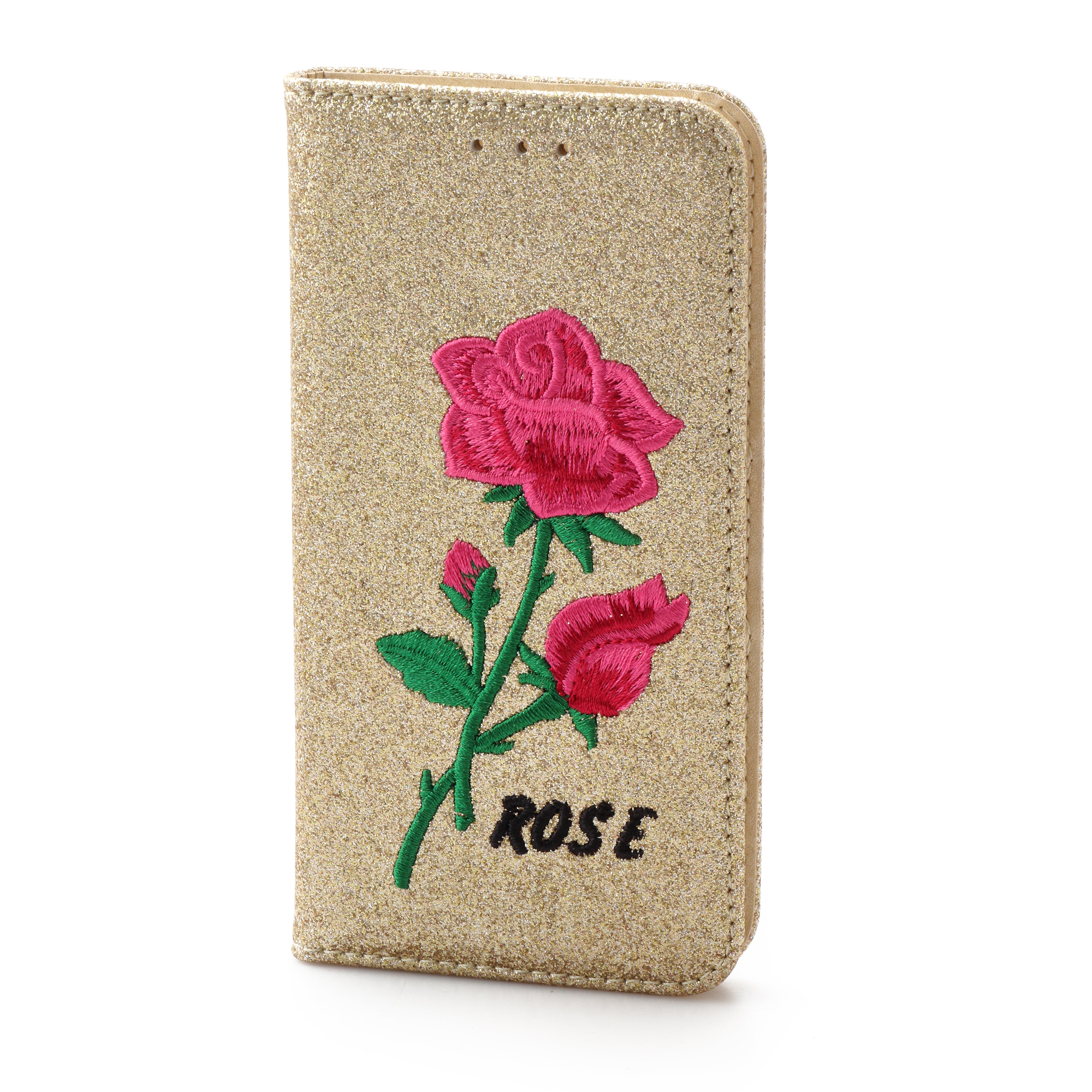 iPhone XR 6.1  Book Case Rose Embroidery