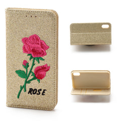 iPhone XR 6.1  Book Case Rose Embroidery