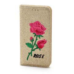 iPhone Xs Max 6.5  Book Case Rose Embroidery