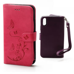 iPhone XR 6.1  Book Case Embossed Butterfly Flower