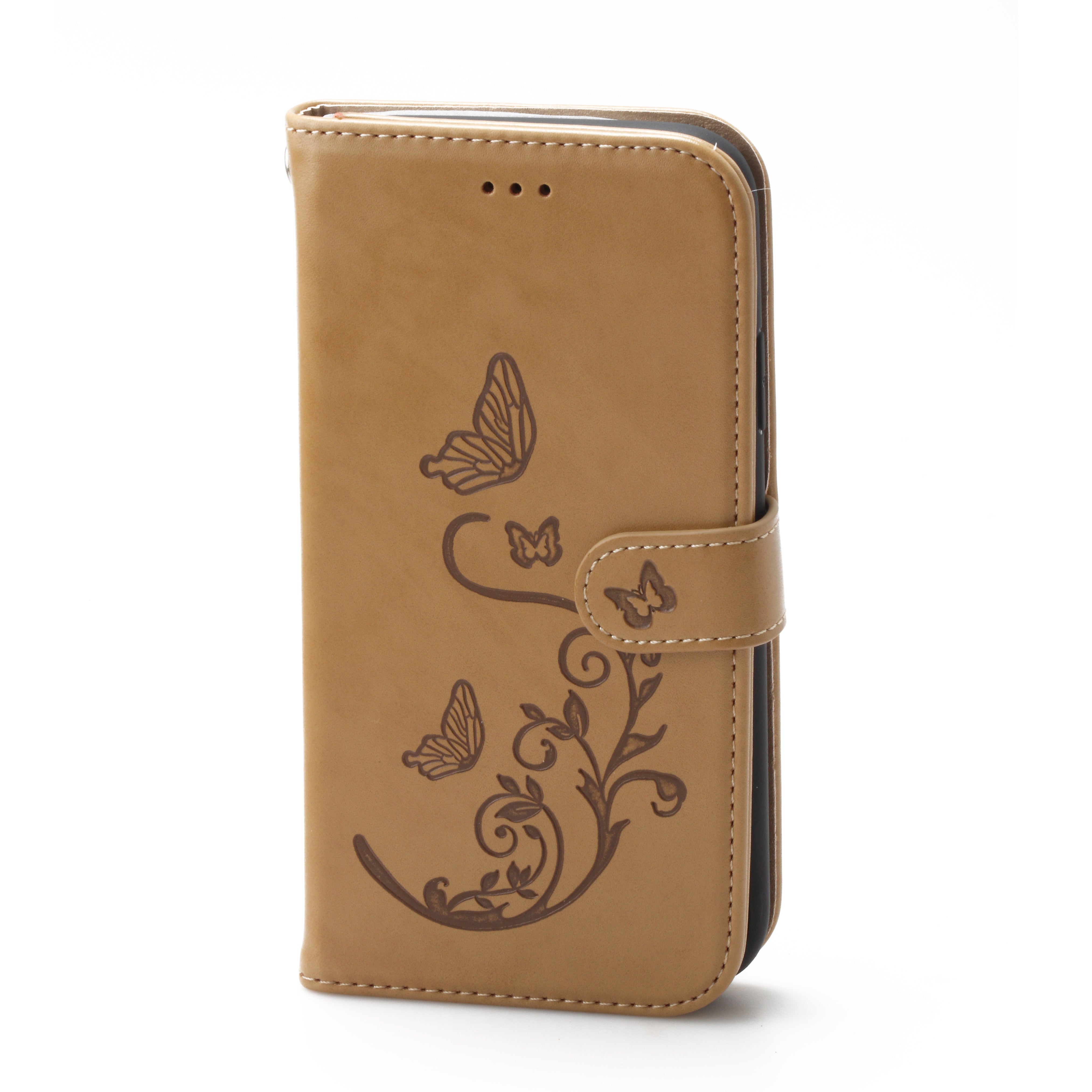 iPhone XR 6.1  Book Case Embossed Butterfly Flower