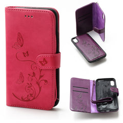 iPhone XR 6.1  Book Case Embossed Butterfly Flower