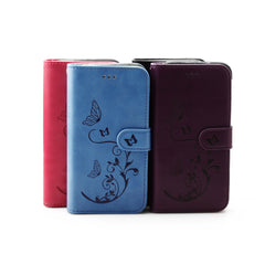 iPhone X / Xs 5.8  Book Case Embossed Butterfly Flower
