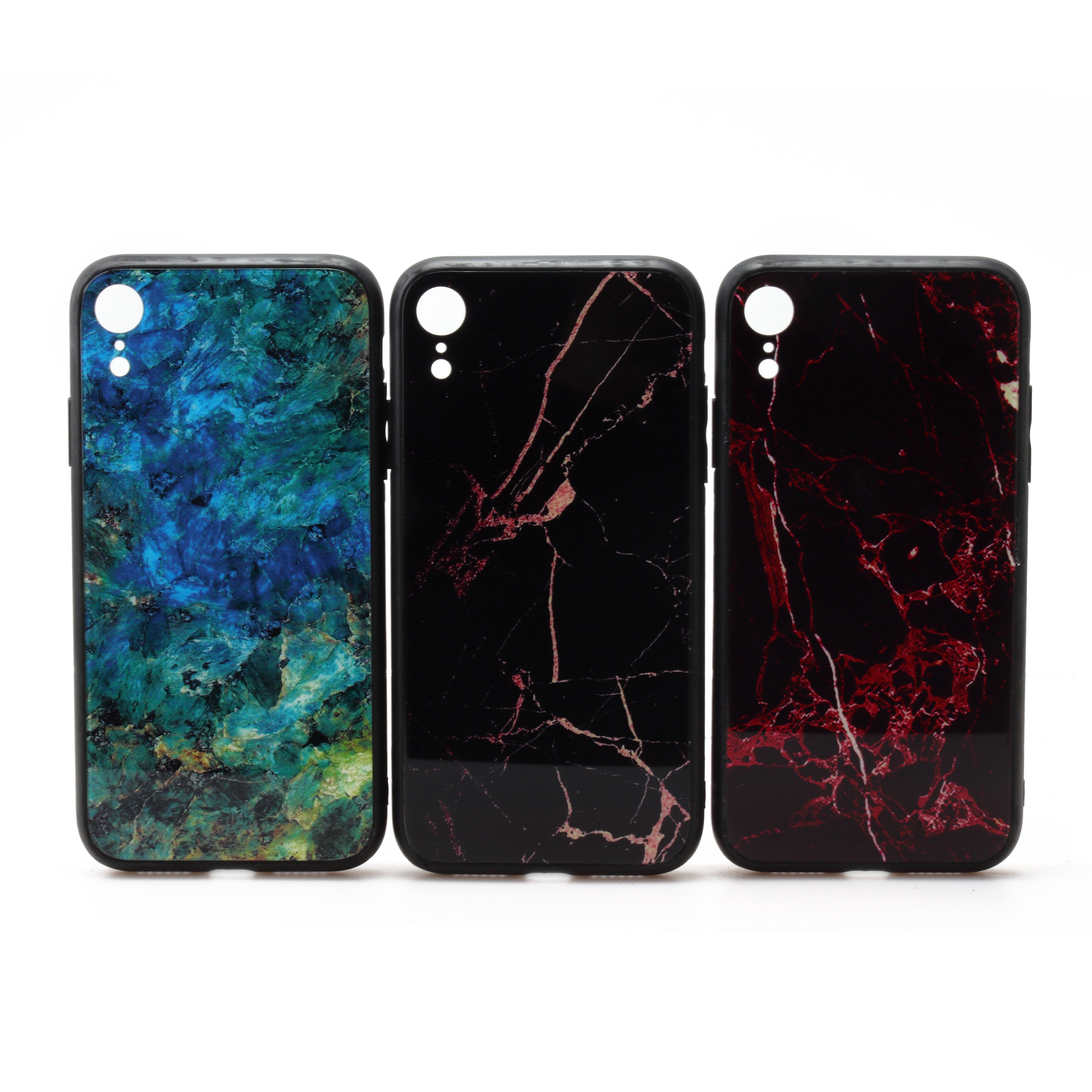 iPhone XR 6.1  Tough Glass Stone Back Cover Case