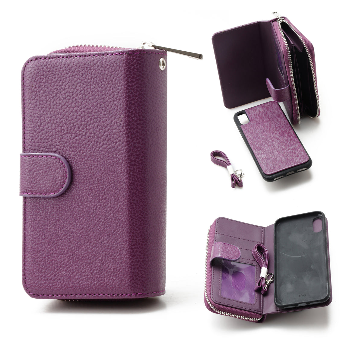 iPhone X / Xs 5.8  Book Case Litchi Zip Wallet Case