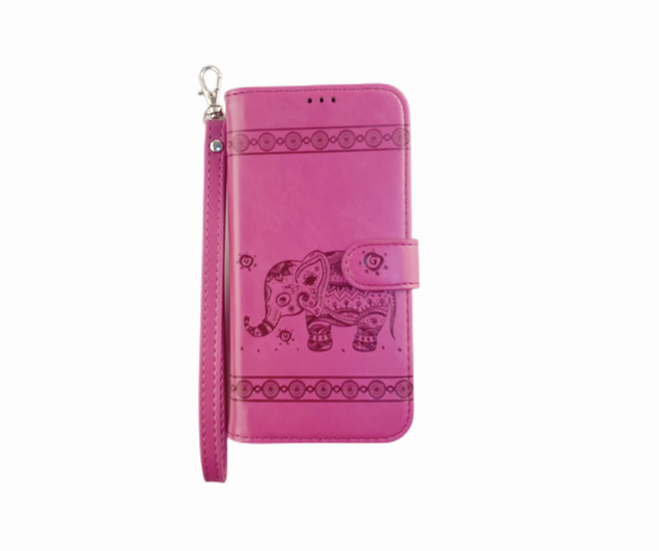 iPhone 14 6.1 Book Case Embossed Elephant