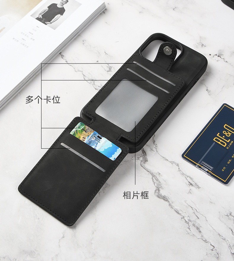 iPhone 14 Max 6.7 Detachable Back Card Holder Leather Case