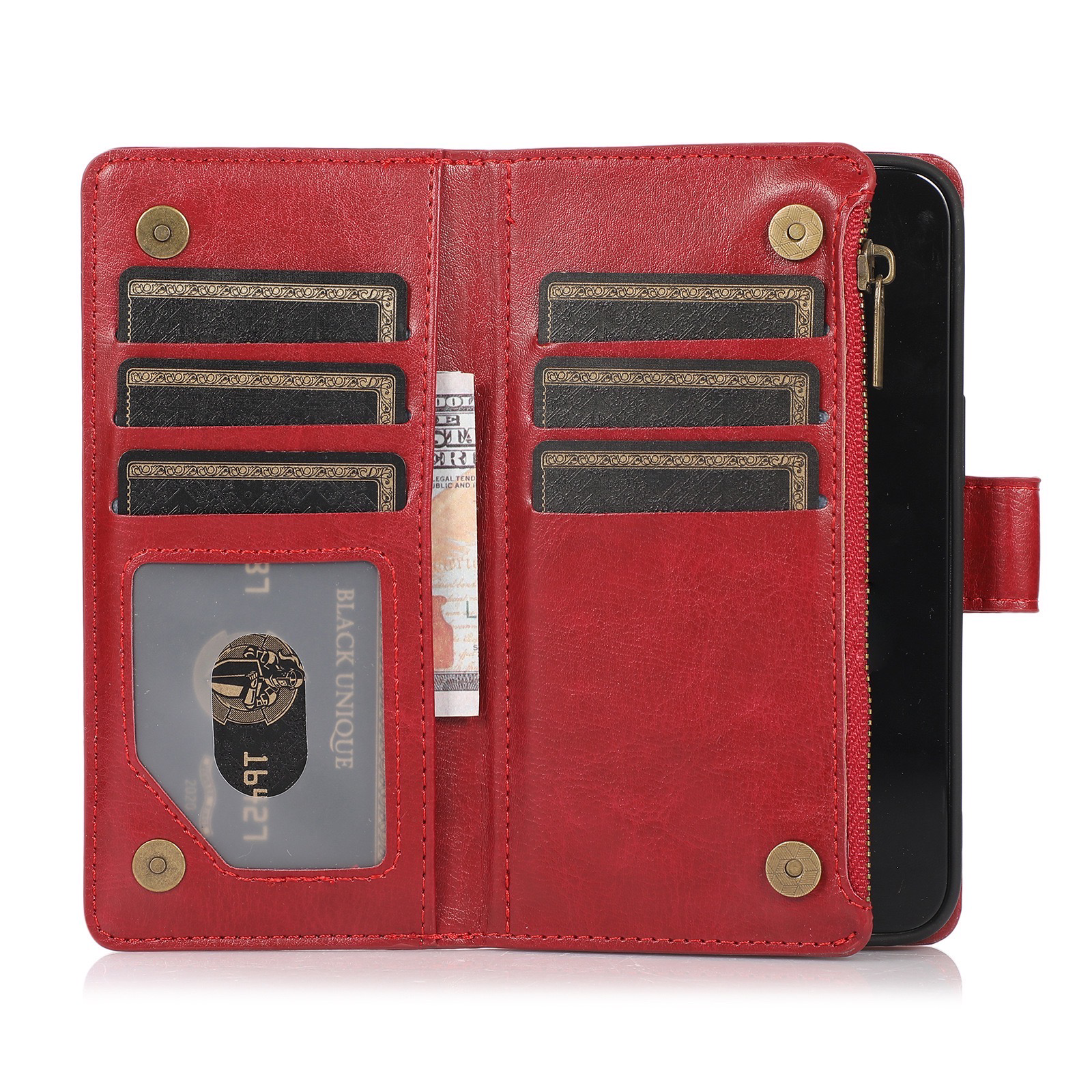 iPhone 11 6.1 Multi Cards Leather Case With Zipper