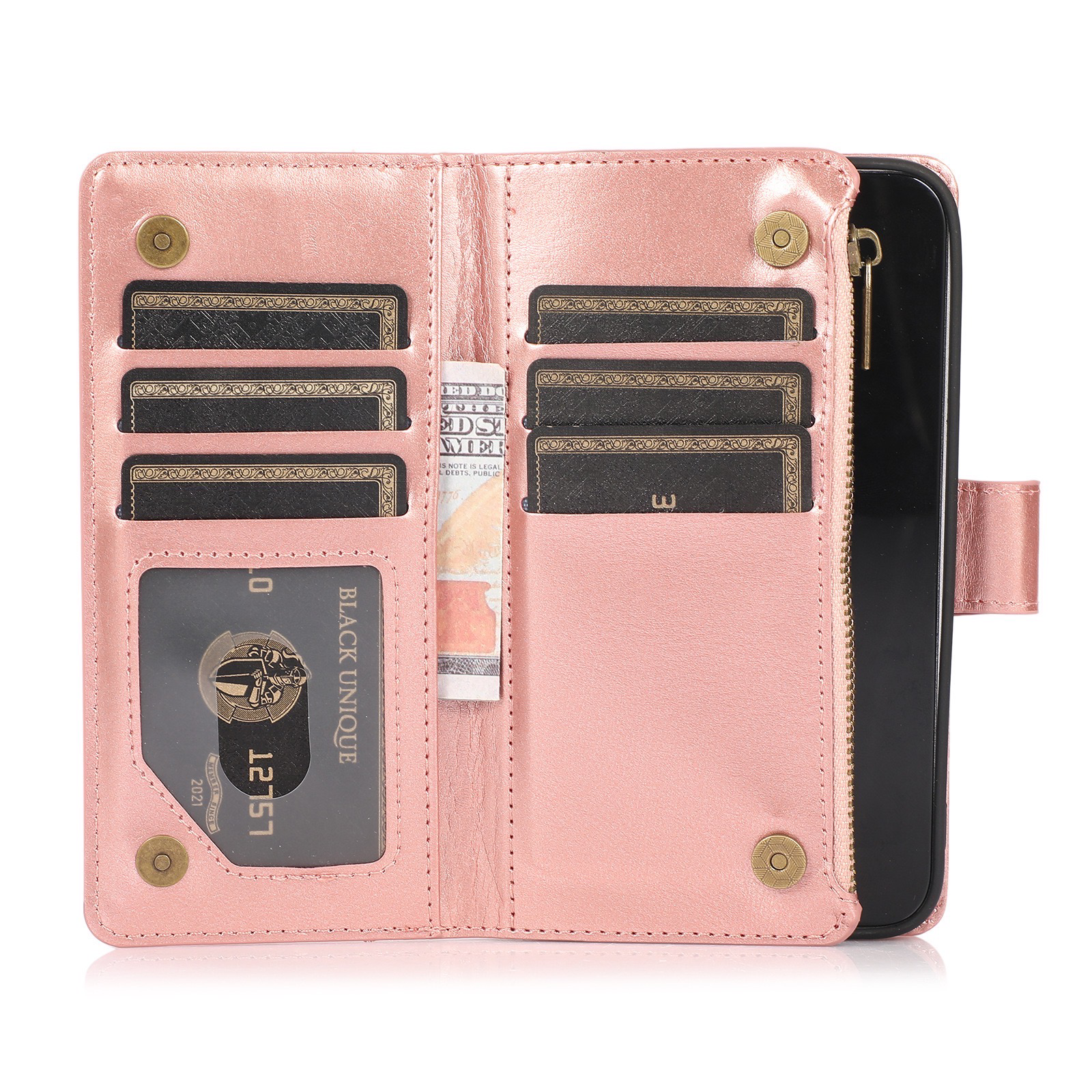 iPhone 11 6.1 Multi Cards Leather Case With Zipper