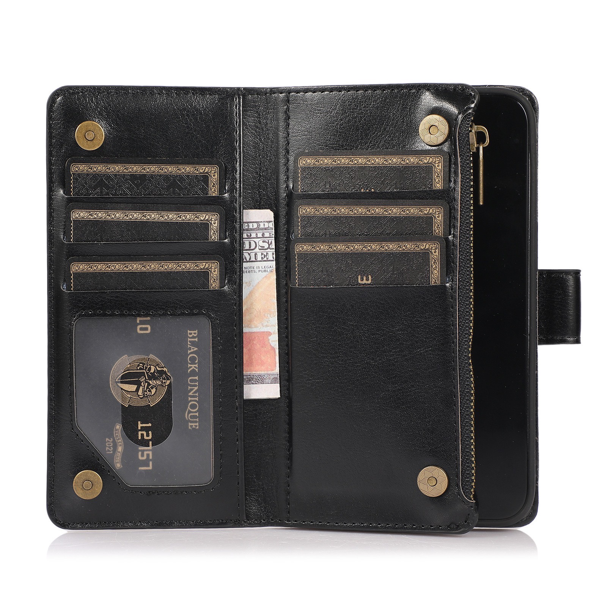 iPhone X / Xs Multi Cards Leather Case With Zipper