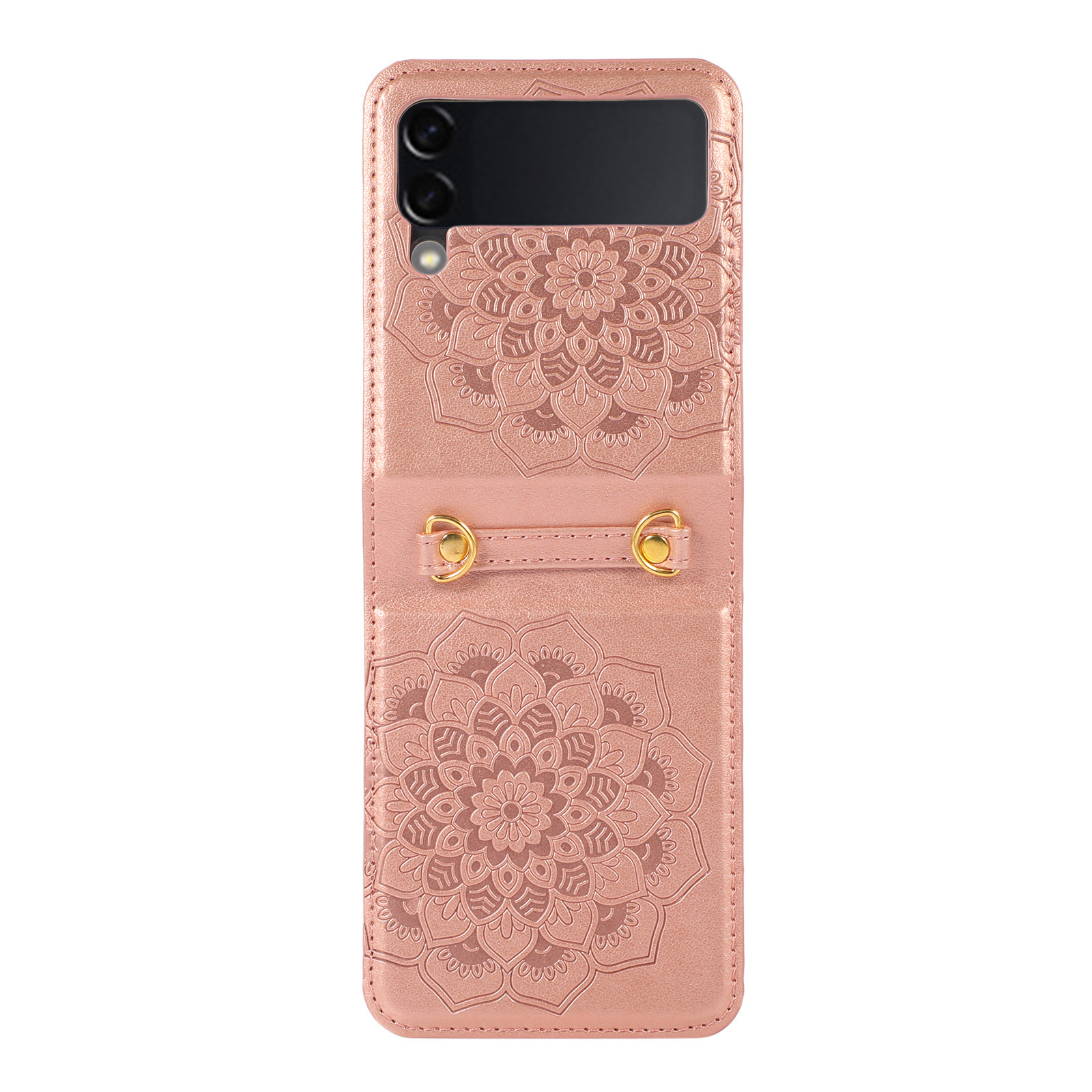 Samsung Z Flip 5 Embossed Flower Case With Long Strap