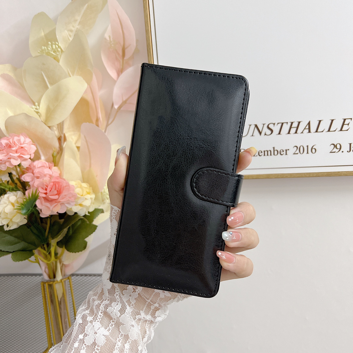 Oppo A96 Book Case Fashion Plain thick Leather case