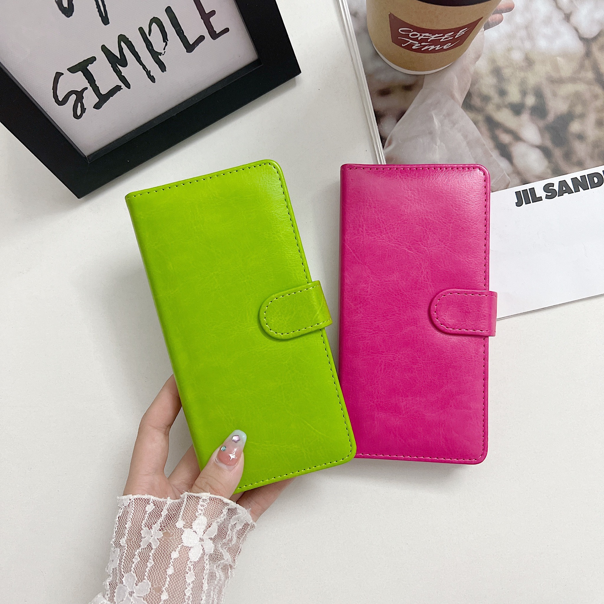 iPhone 13 Mini 5.4 Book Case Fashion Plain thick Leather case