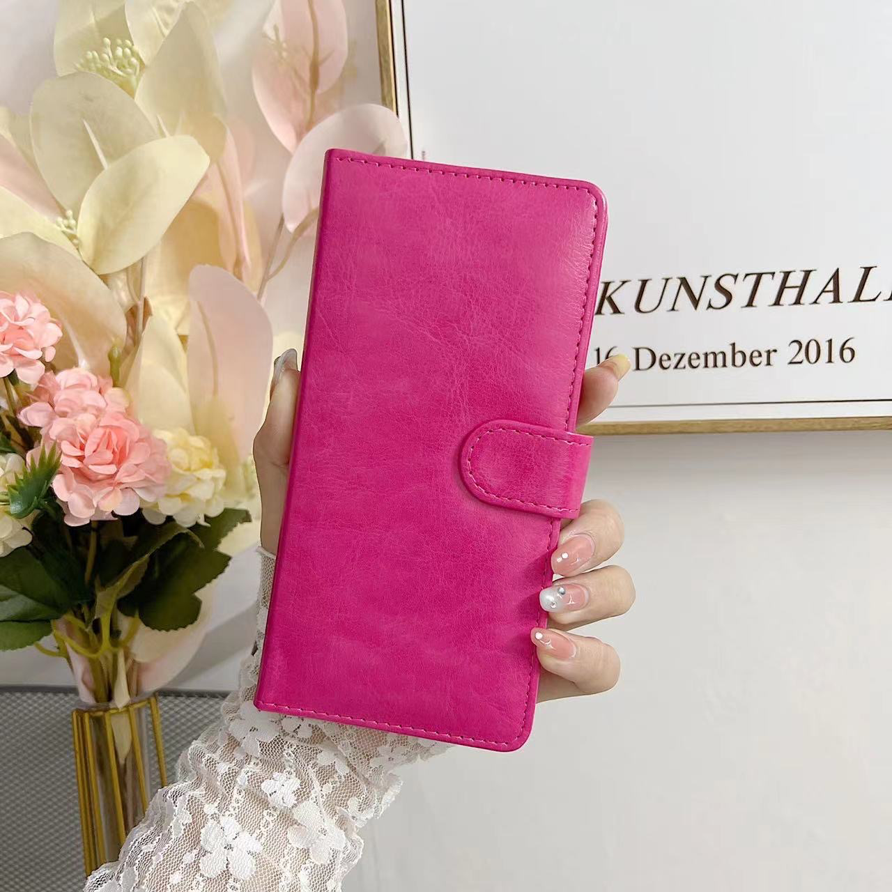 iPhone 14 6.1 Book Case Fashion Plain thick Leather case