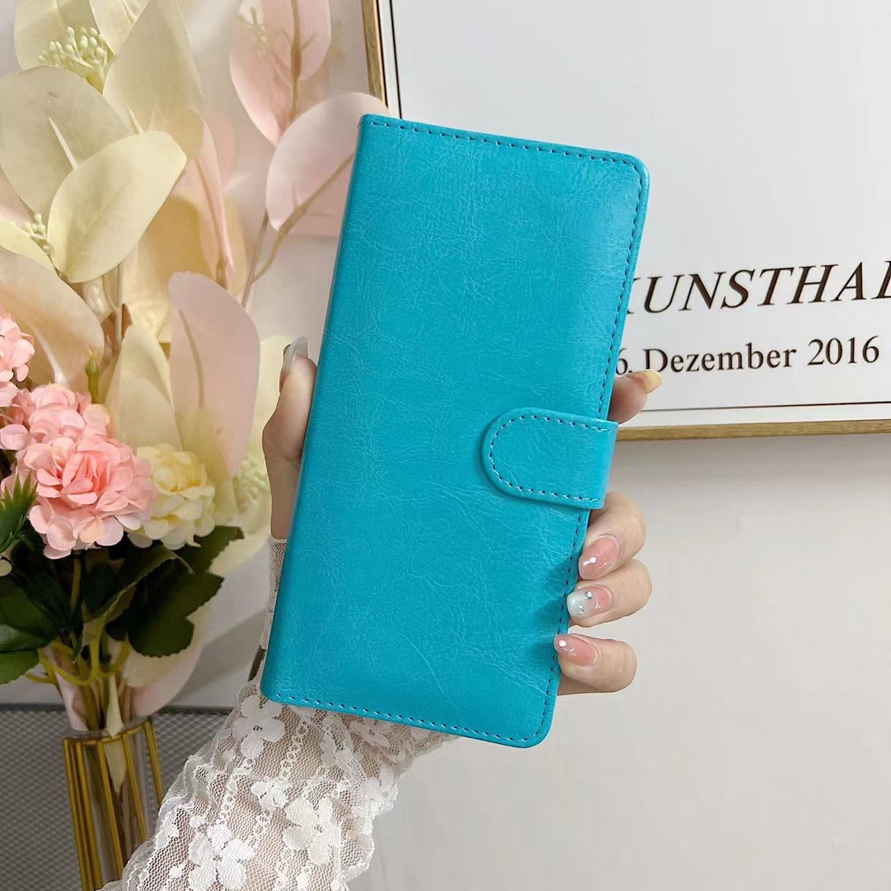 iPhone 14 Max 6.7 Book Case Fashion Plain thick Leather case