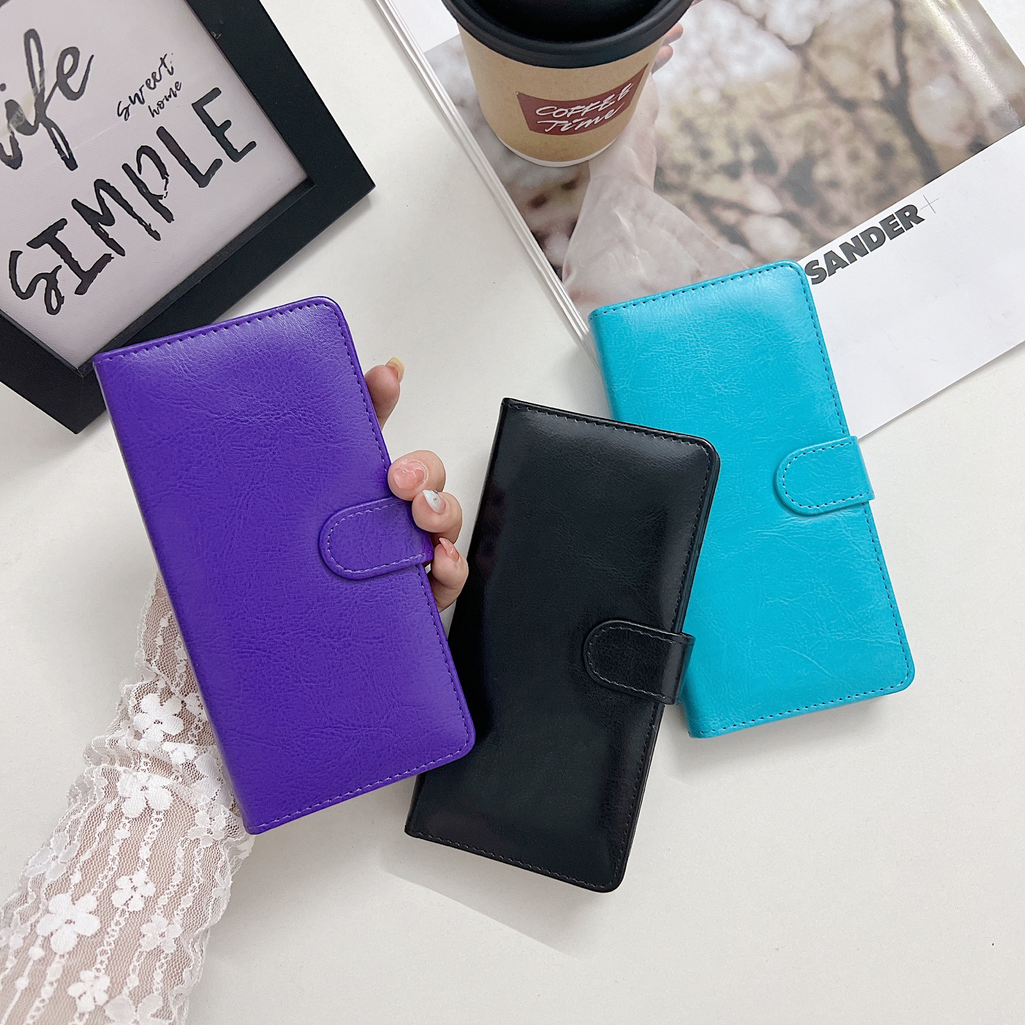 Samsung S10 Book Case Fashion Plain thick Leather case