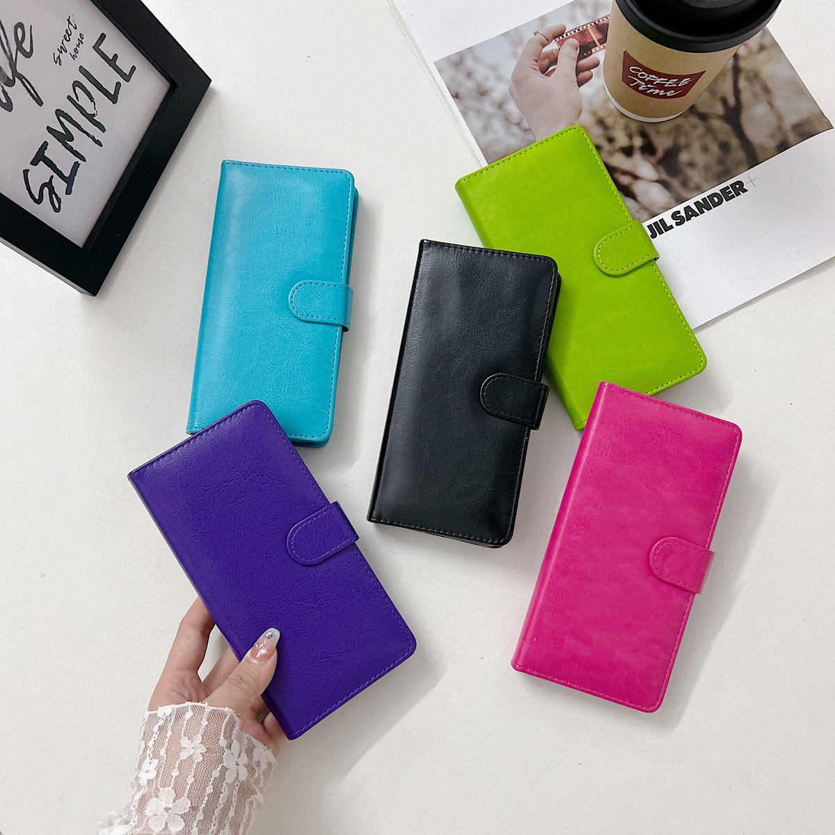 Samsung Note 8 Book Case Fashion Plain thick Leather case