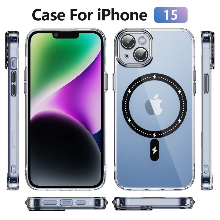 iPhone 15 Plus 6.7 MagSafe clear case with lens protection