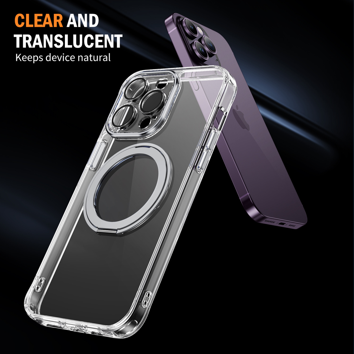 iPhone 16 6.1 MagSafe clear case with lens protection and flip out stand
