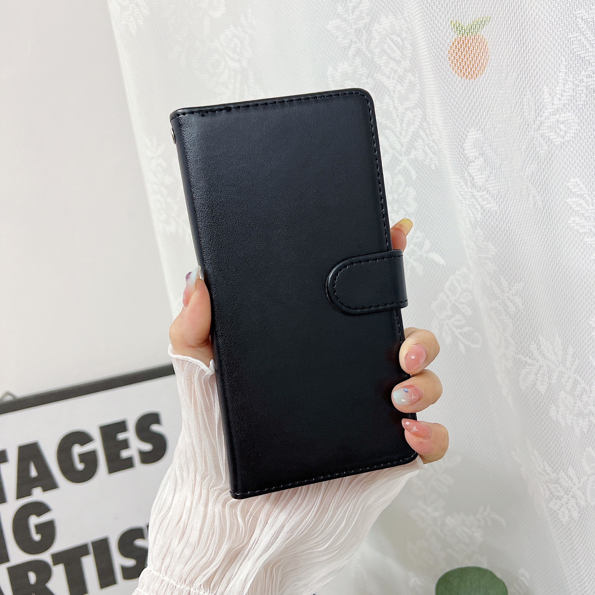 Oppo A16S Book Case Plain Thick Leather Case