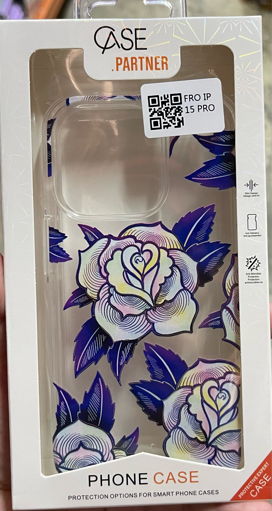 iPhone 15 6.1 Clear Flower Back Case