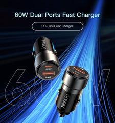 Yesido Y54 60w Dual Port Fast Car Charger