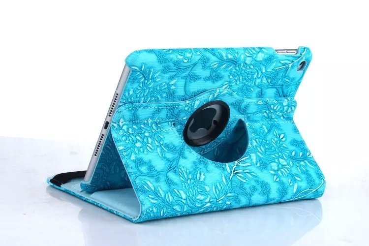 iPad Mini 1 2 3 Book Case Rotating  Embossed Flower