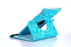 iPad 2 3 4 Book Case Rotating  Embossed Flower