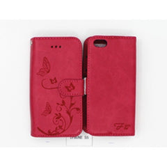 iPhone 5 / 5s / SE1  4.0  Book Case Embossed Butterfly Flower
