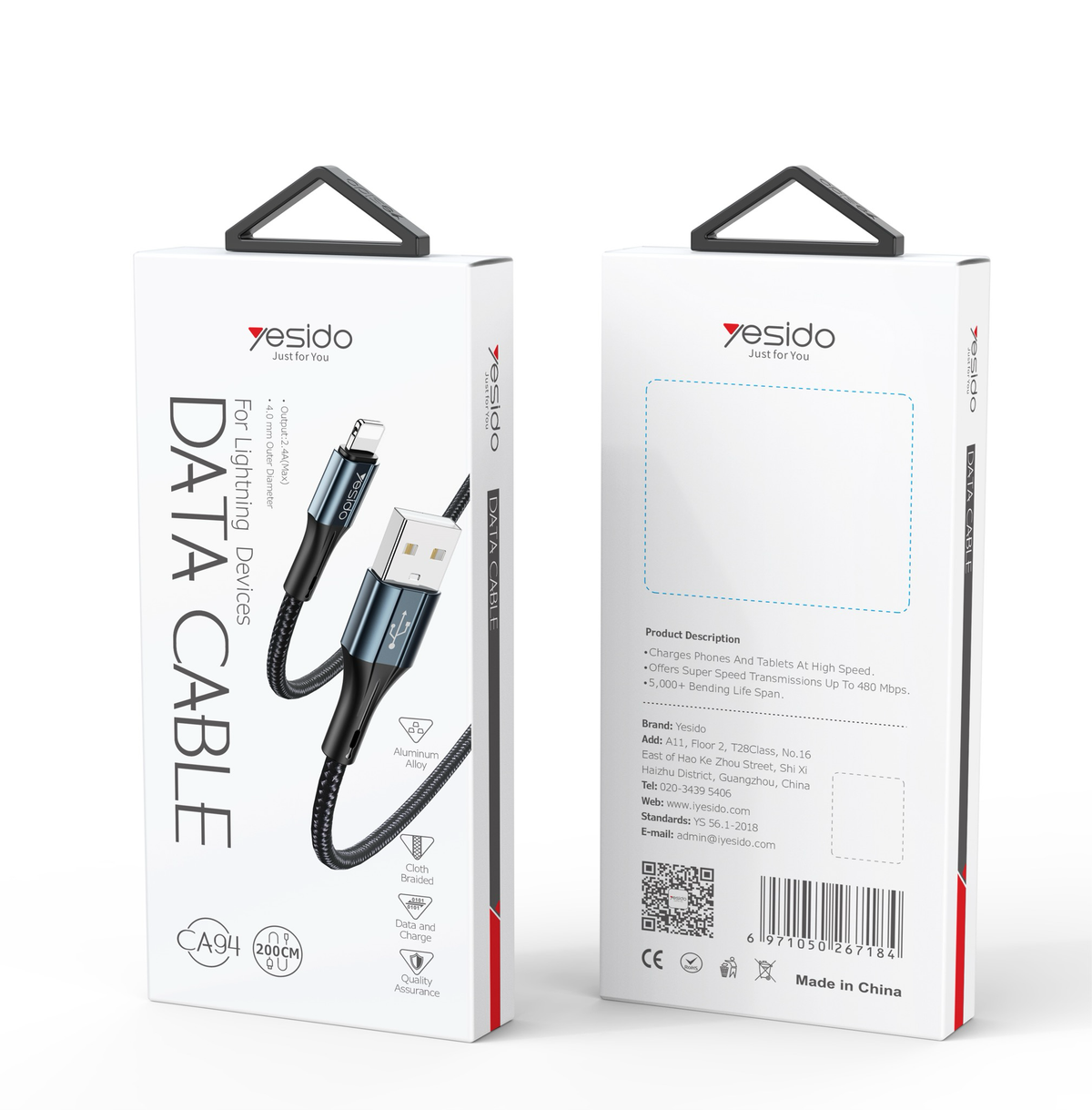 Yesido Data Cable Usb to Type C 100CM CA121C 2.4A