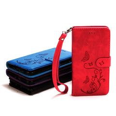 iPhone 5c 4.0  Book Case Embossed Butterfly Flower