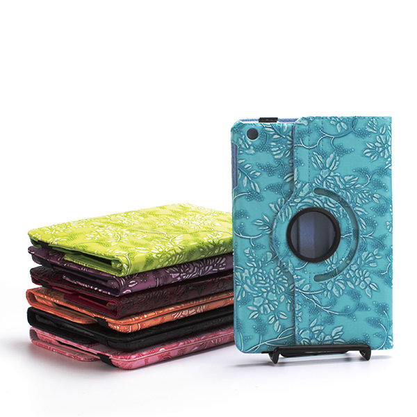 iPad Mini 1 2 3 Book Case Rotating  Embossed Flower