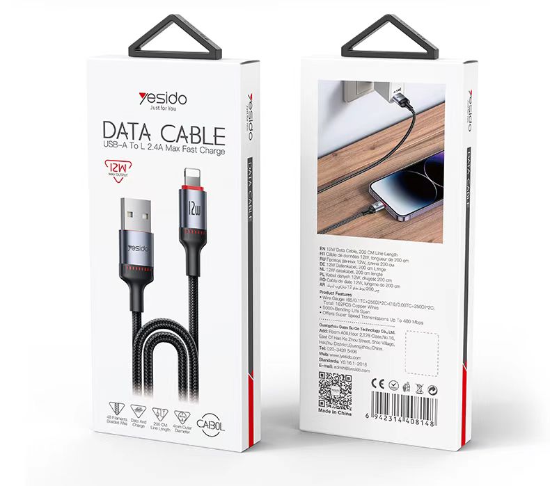 Yesido Data Cable Usb to Type  C 200CM CA130C 12W 2.4A